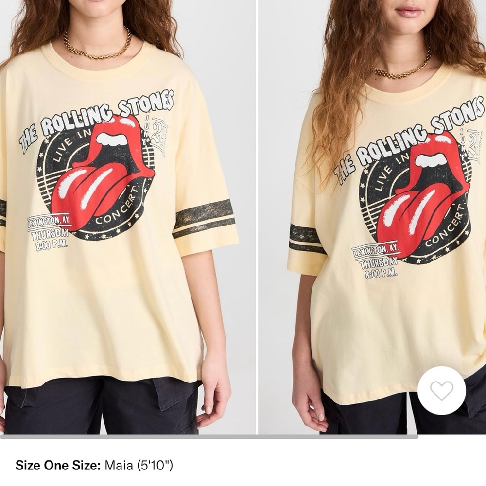 Daydreamer Cream Rolling Stones Tee Short Sleeve oversized fit one size